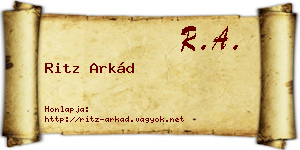 Ritz Arkád névjegykártya